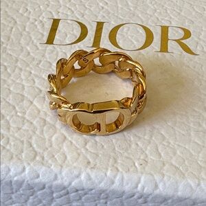 Christian Dior cd logo gold chain link ring size 5.5